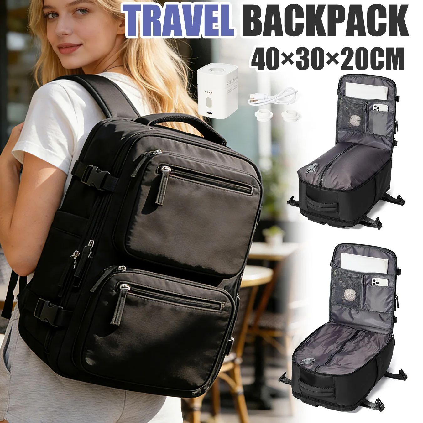 Drone Backpack - Женский рюкзак-чемодан с насосом для подкачки,