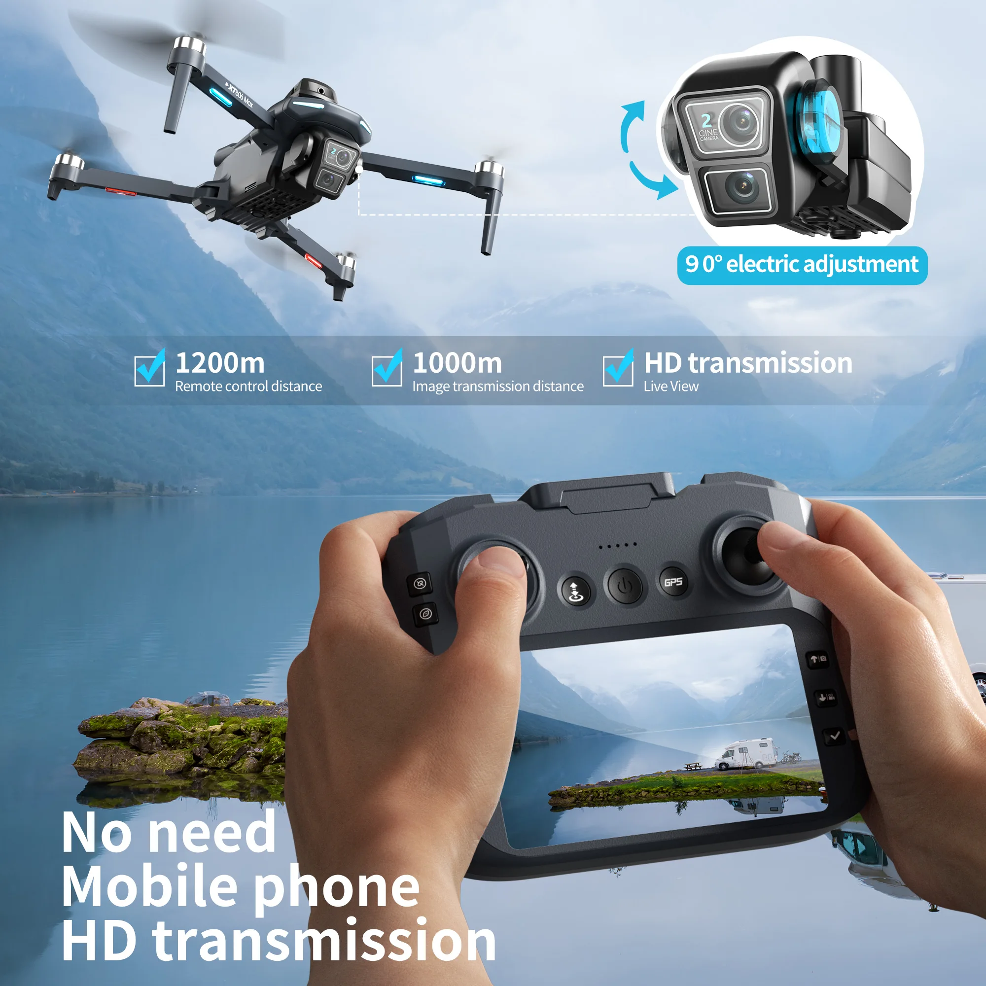 Оригинальный дрон XT606 MAX с  – обзор и цена Drone Controller Screen